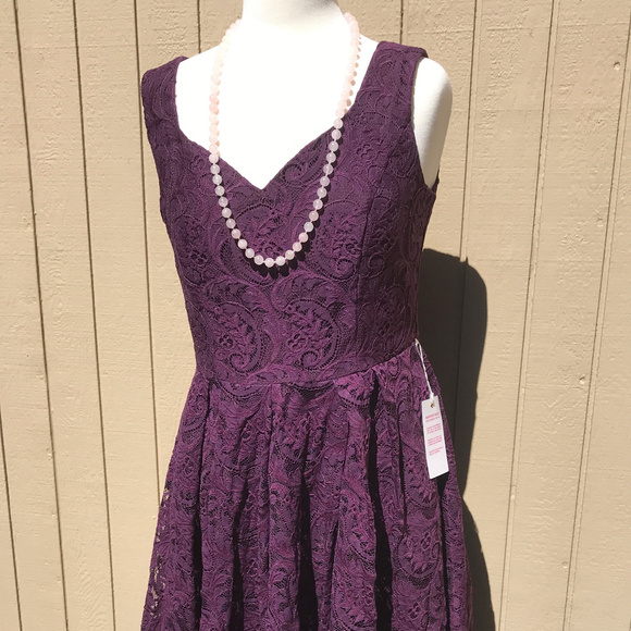jolie moi purple lace dress